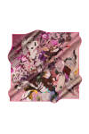 Pembe 90X90 İpek Krep Saten Eşarp - 1