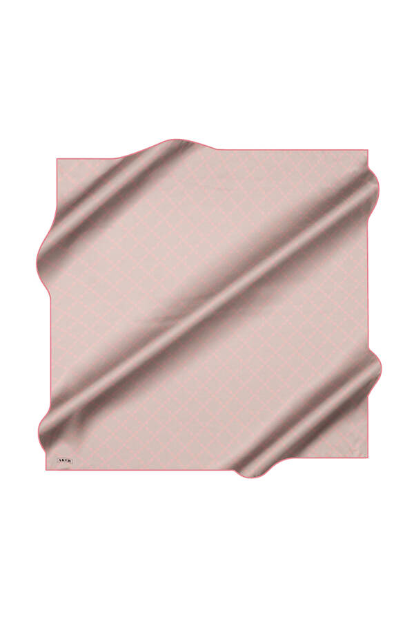 Pembe 90X90 İpek Krep Saten Eşarp - 1
