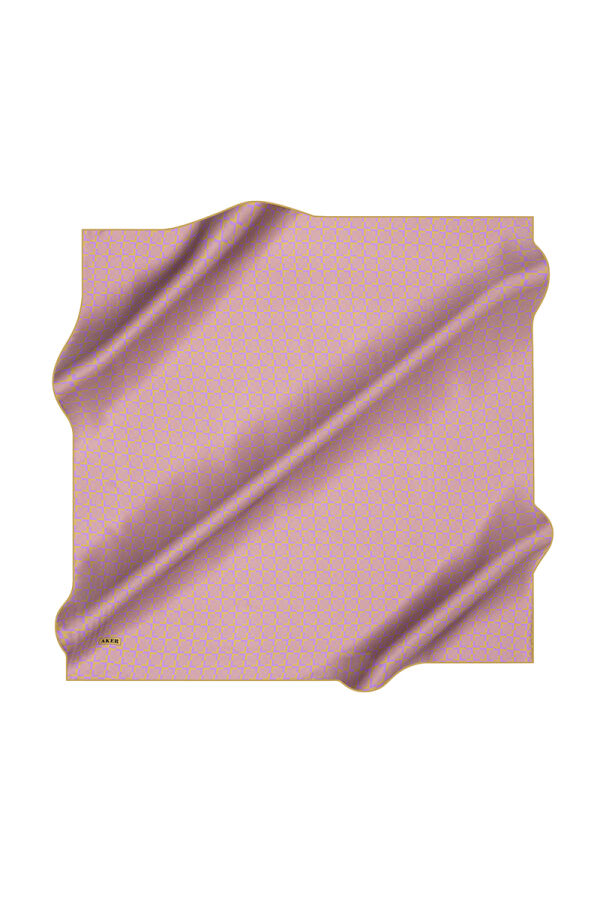 Pembe 90X90 İpek Krep Saten Eşarp - Aker