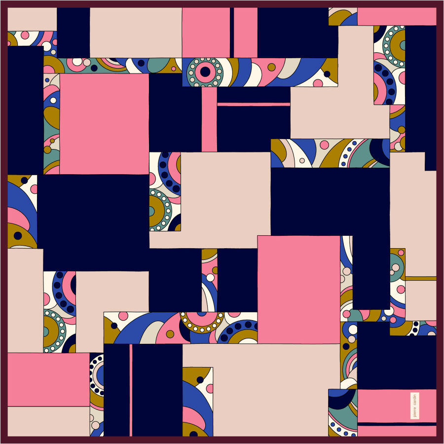 Pembe 90X90 İpek Krep Saten Eşarp - Pierre Cardin