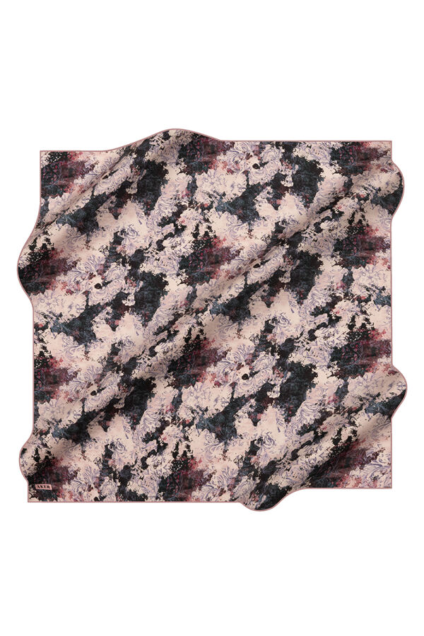 Pembe 90X90 İpek Krep Saten Eşarp - Aker