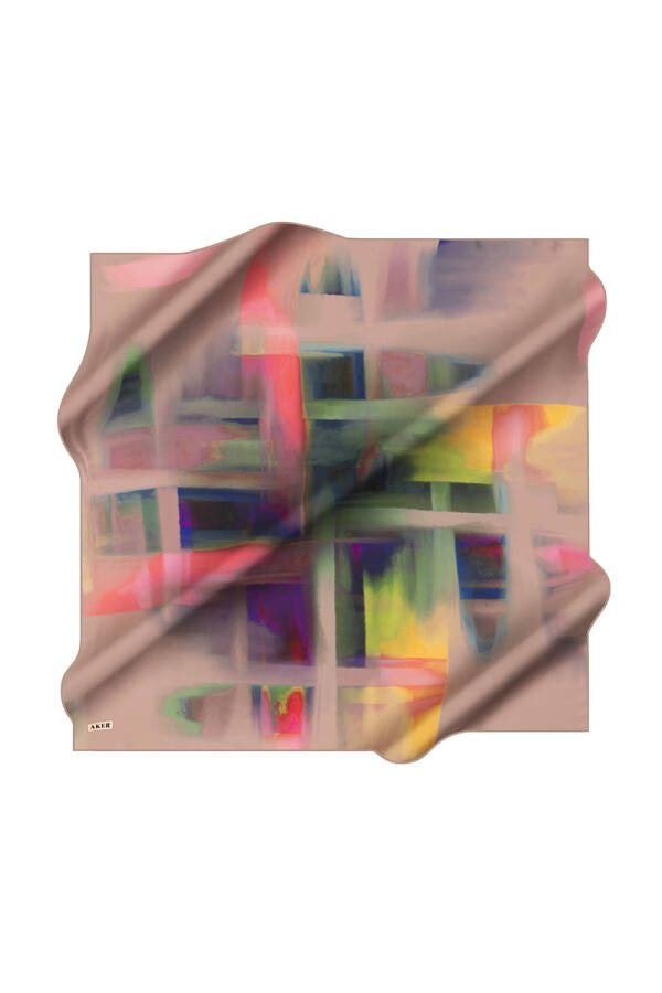 Pembe 90X90 İpek Krep Saten Eşarp - 1