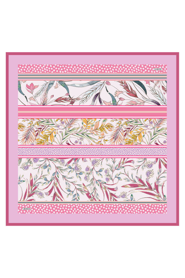 Pembe 90X90 İpek Twill Eşarp - 1