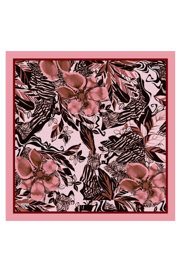 Pembe 90X90 İpek Twill Eşarp - 1