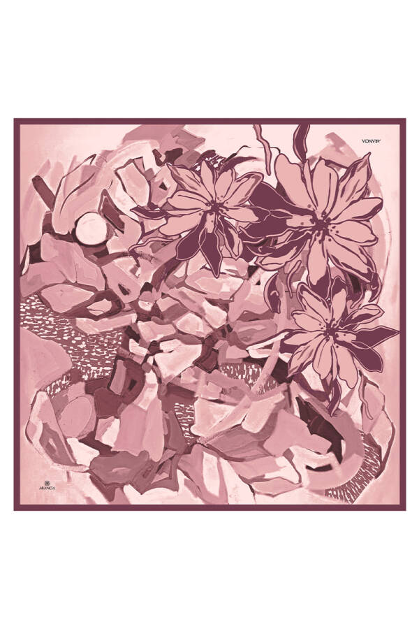 Pembe 90X90 İpek Twill Eşarp - 1