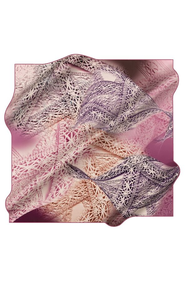 Pembe 90X90 İpek Twill Eşarp - Aker