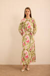 Pembe Batik Desenli Elbise - 2