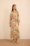 Pembe Batik Desenli Elbise - 5