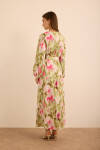 Pembe Batik Desenli Elbise - 7