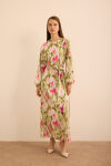 Pembe Batik Desenli Elbise - 3