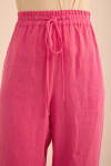 Pembe Beli Lastikli Keten Pantolon - 5
