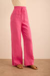 Pembe Beli Lastikli Keten Pantolon - 3
