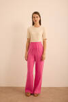 Pembe Beli Lastikli Keten Pantolon 