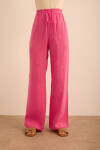 Pembe Beli Lastikli Keten Pantolon - 2
