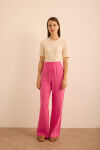 Pembe Beli Lastikli Keten Pantolon 
