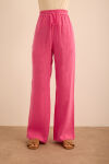 Pembe Beli Lastikli Keten Pantolon - 2