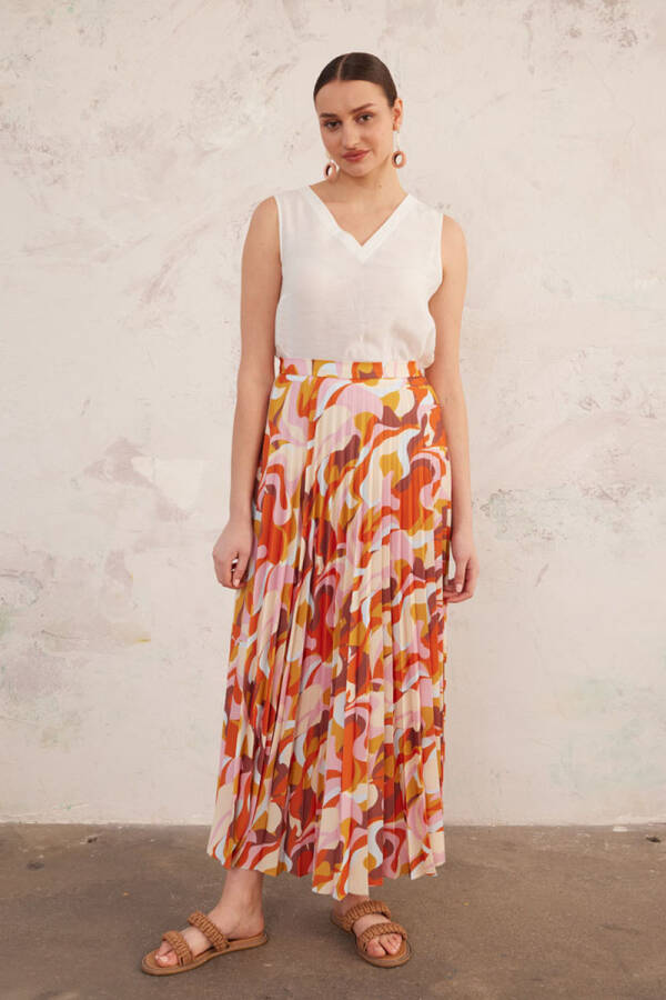 Pembe Desenli Pilise Etek - 2