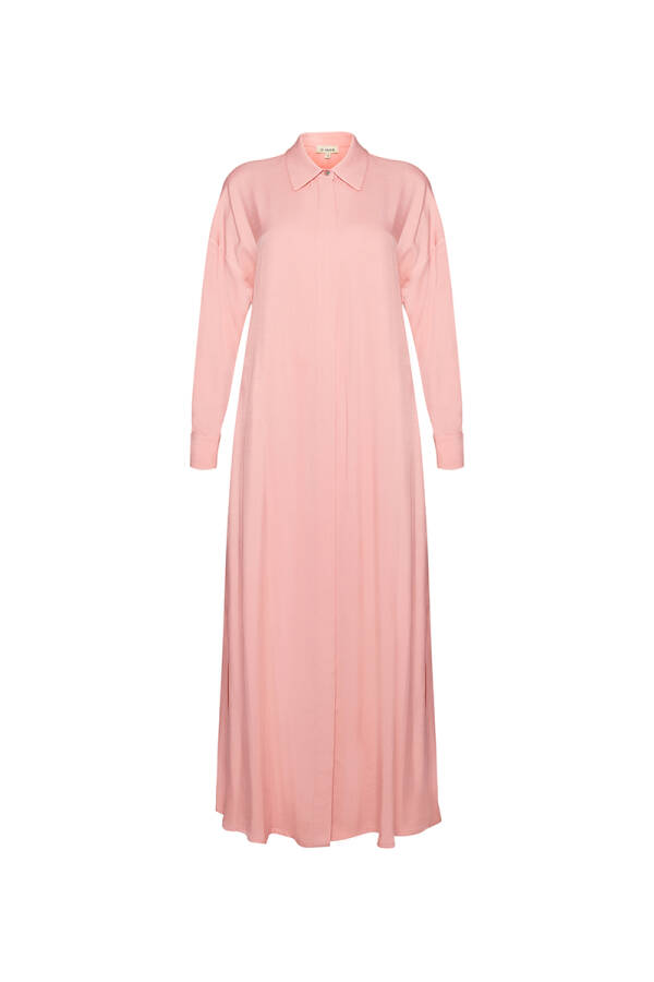 Pembe Rahat Form Gömlek Elbise - 1