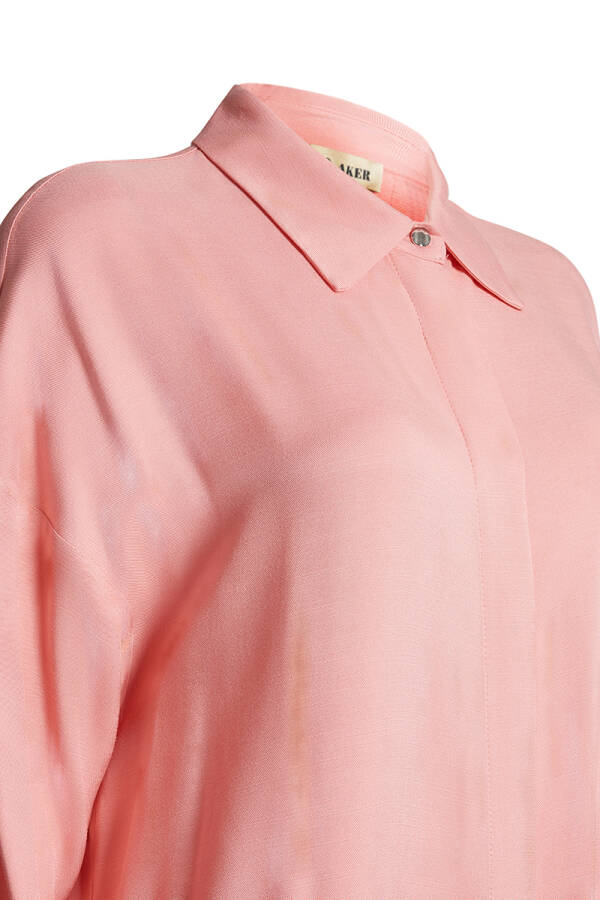 Pembe Rahat Form Gömlek Elbise - 2