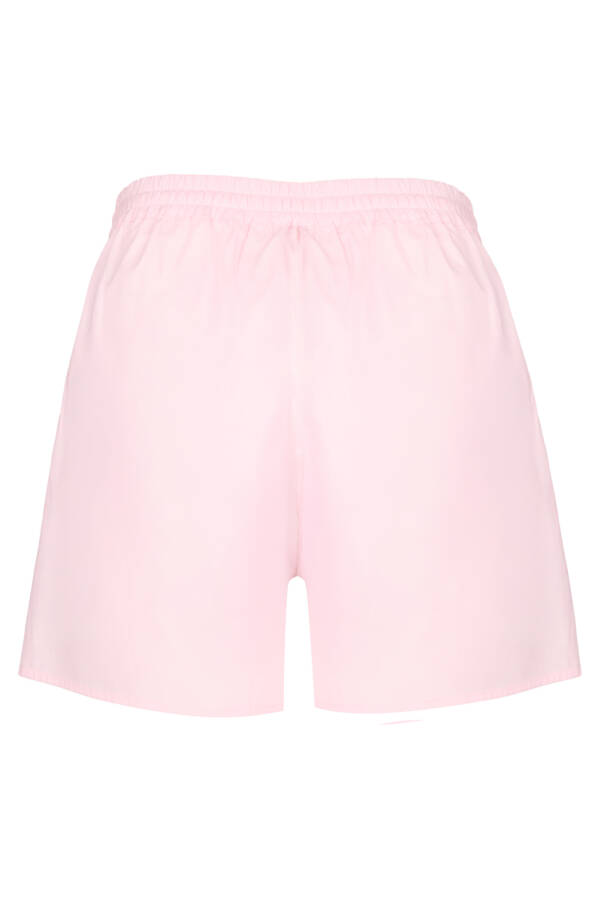 Pembe Renkli Aplike Nakış Detaylı , Beli Lastikli Şort - 3