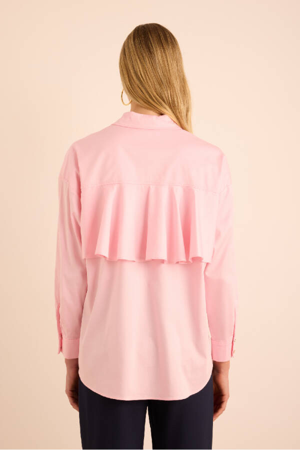 Pembe Sırtı Volan Detaylı Cotton Gömlek - 6