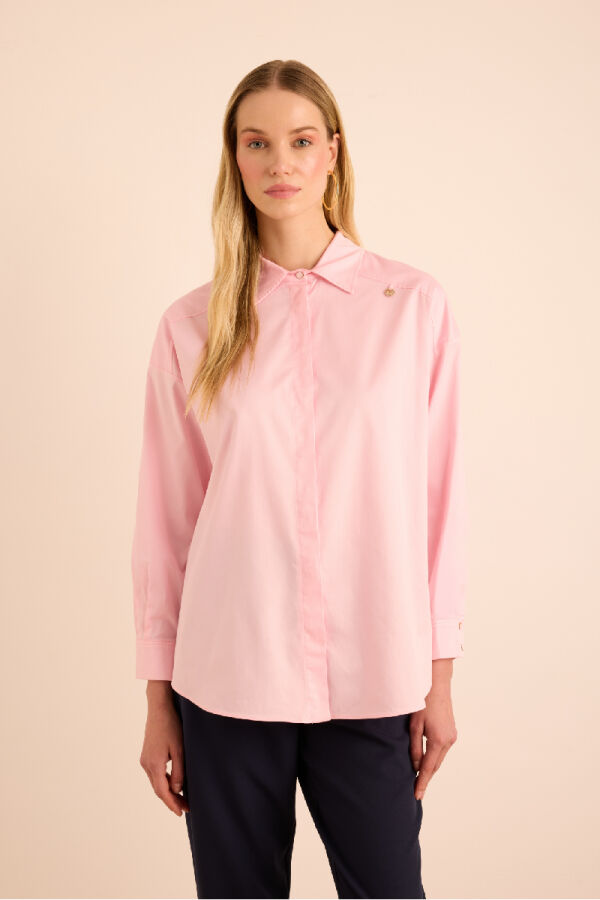 Pembe Sırtı Volan Detaylı Cotton Gömlek - Aker