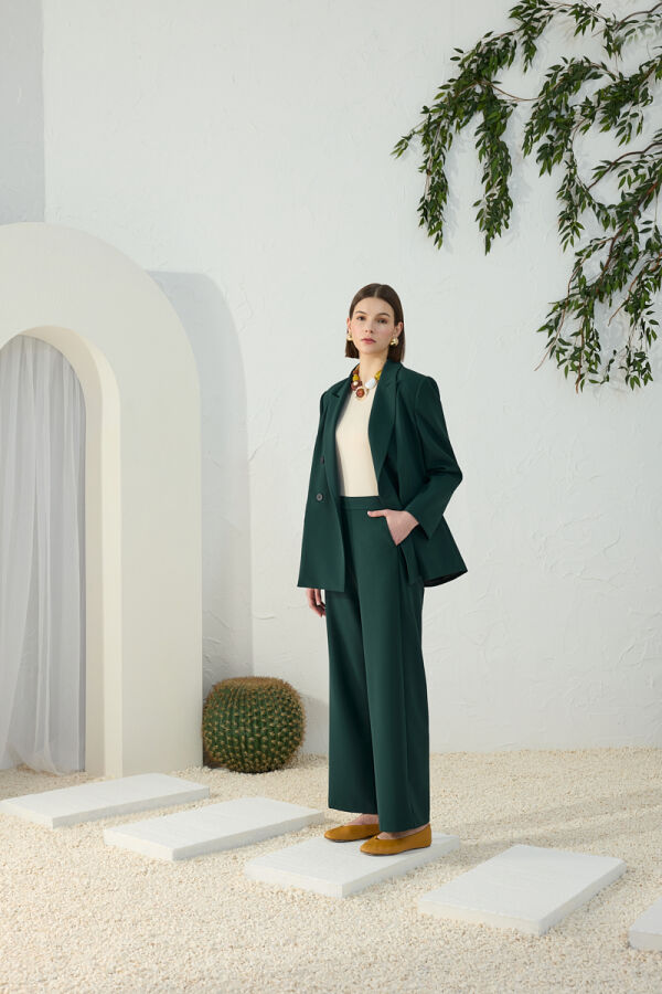 Petrol Beli Kemerli Pantolon - 1