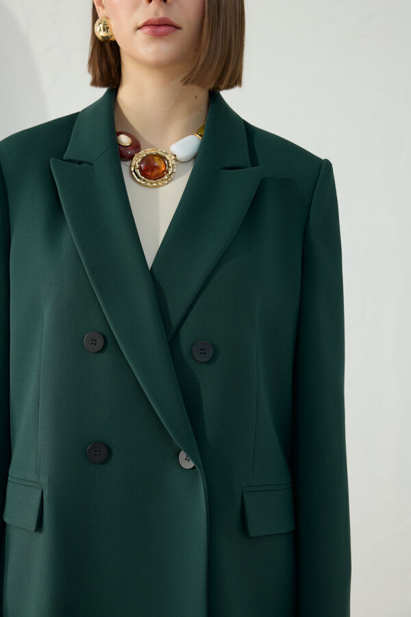 Petrol Kırlangıç Yaka Klasik Ceket - 6