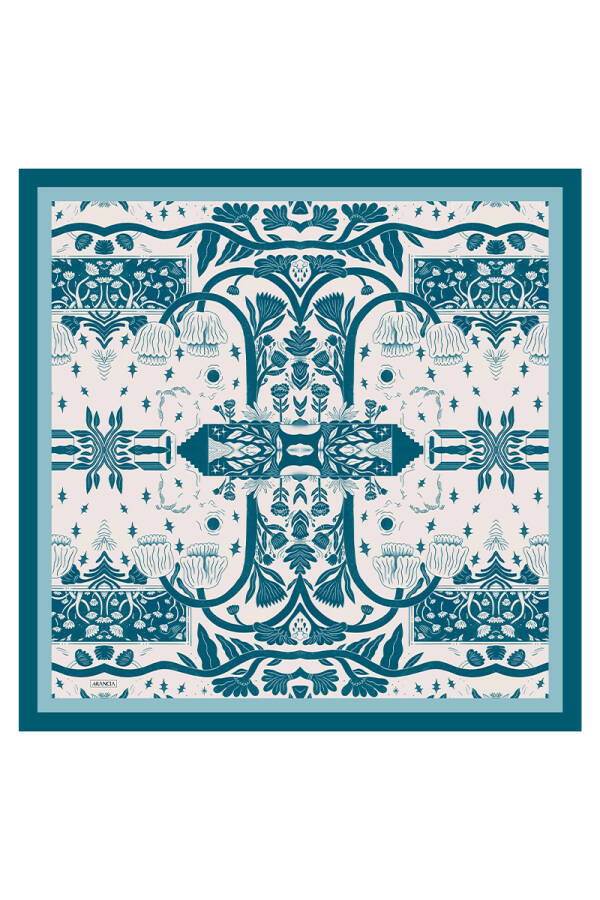 Petrol Yeşili 90X90 İpek Twill Eşarp - 1