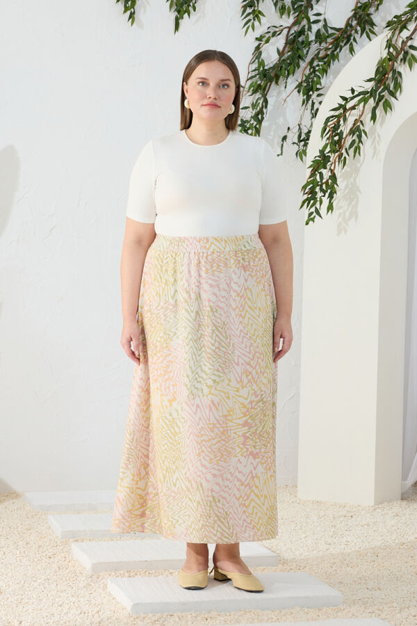 Pudra Desenli Lastikli Etek - 3