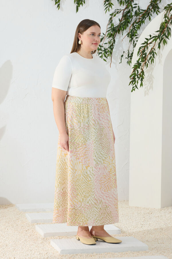 Pudra Desenli Lastikli Etek - 5