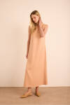 Pudra Vıscon Keten Kolsuz Elbise - 3