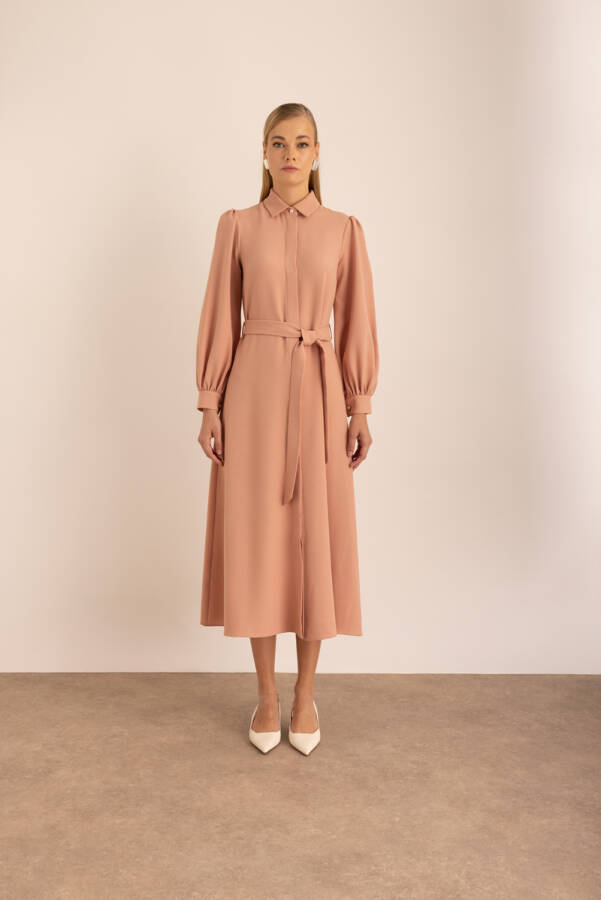 Pudra Dokuma Gömlek Elbise - 3