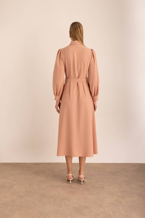 Pudra Dokuma Gömlek Elbise - 5
