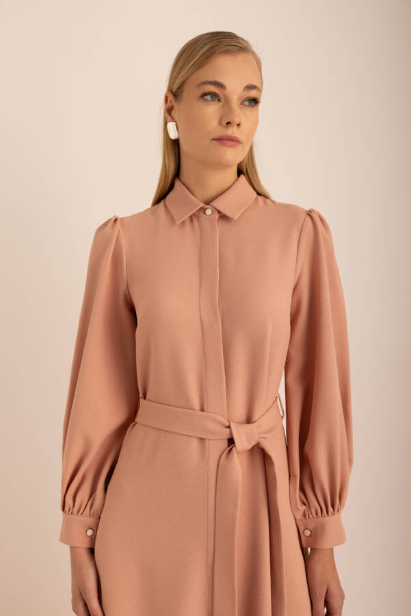 Pudra Dokuma Gömlek Elbise - Aker (1)