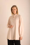 Pudra Kumaşı Özel Dokumalı ,Kollları Dikişli ve Hacimli ,Viscon Keten Tunik - 6