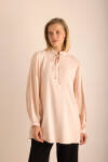 Pudra Kumaşı Özel Dokumalı ,Kollları Dikişli ve Hacimli ,Viscon Keten Tunik - 2