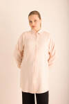 Pudra Özel Dokumalı Kollları Hacimli Viscon Keten Tunik - 2