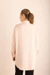 Pudra Özel Dokumalı Kollları Hacimli Viscon Keten Tunik - 7