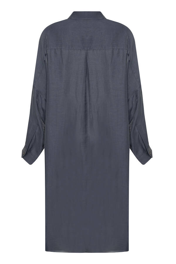 Lacivert Püsküllü Rahat Kesim Keten Tunik - 3