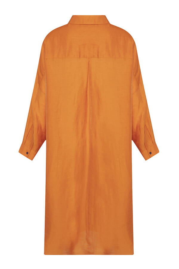 Turuncu Püsküllü Rahat Kesim Keten Tunik - 3