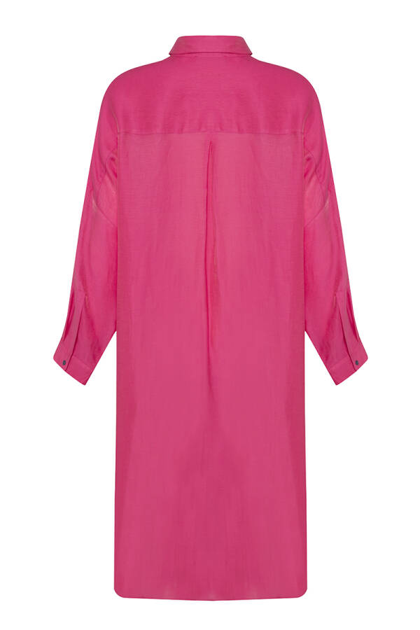 Fuşya Püsküllü Rahat Kesim Keten Tunik - 3