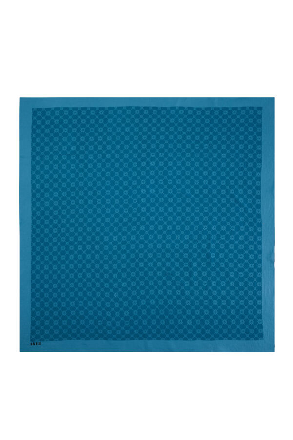 Petrol Mavisi 100X100 Elegance Monogram Eşarp - 1