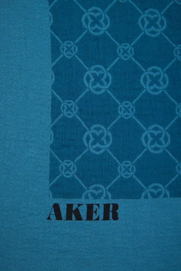 Petrol Mavisi 100X100 Elegance Monogram Eşarp - 2