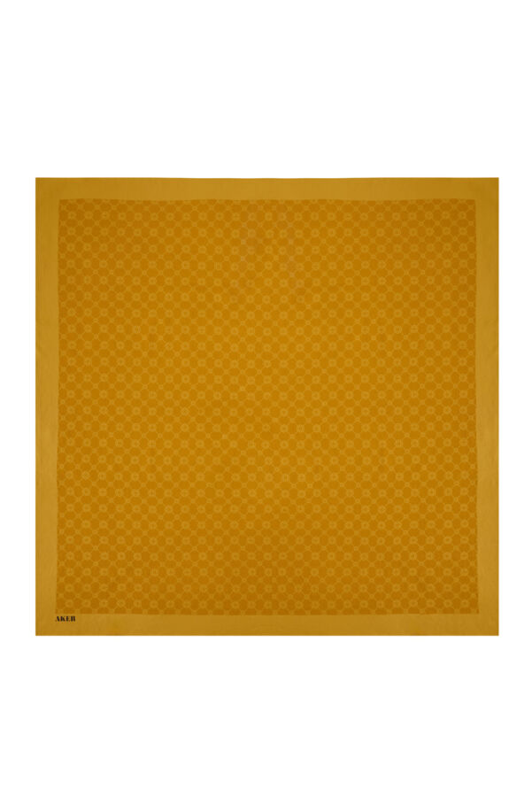 Sarı 100X100 Elegance Monogram Eşarp - 1