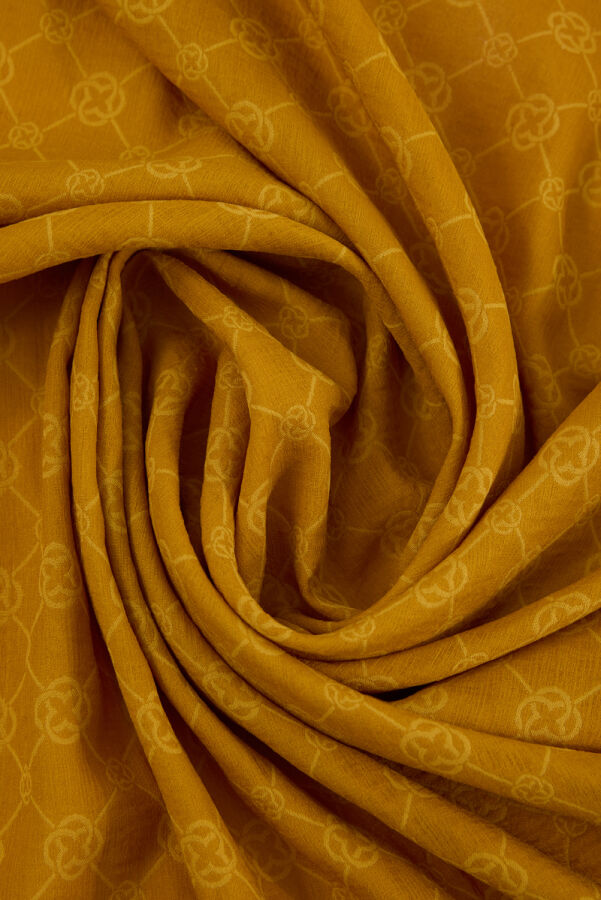 Sarı 100X100 Elegance Monogram Eşarp - 3