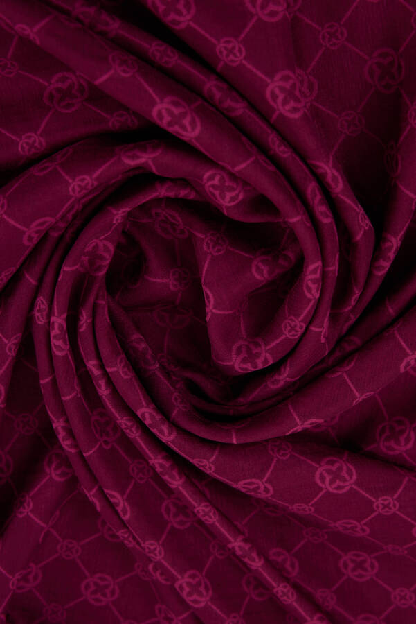 Mürdüm 100X100 Elegance Monogram Eşarp - 6