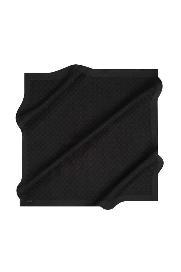 Siyah 100X100 Elegance Monogram Eşarp - 1
