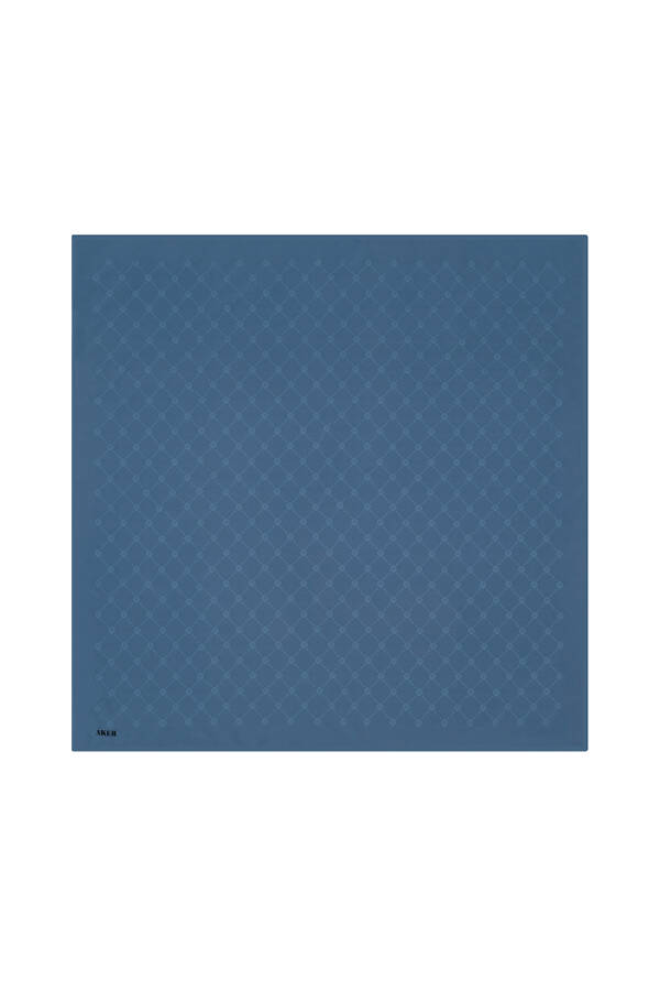 Lacivert 100X100 Aker Monogram Eşarp - Aker