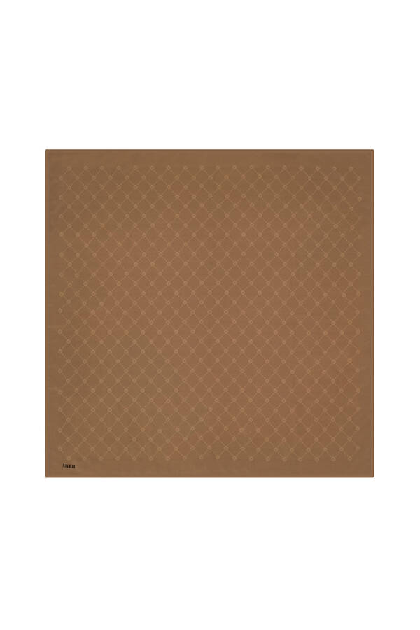 Kahverengi 100X100 Monogram Eşarp - 1